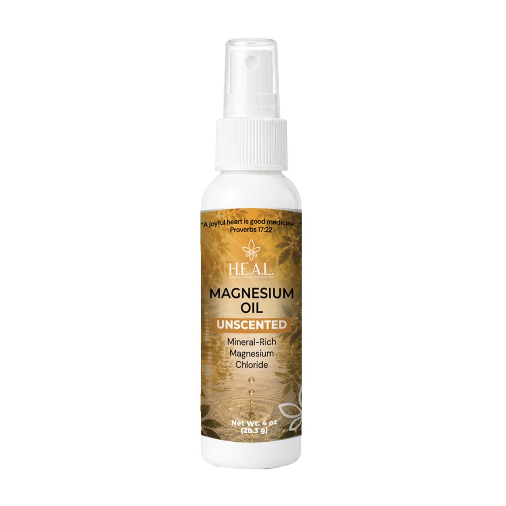 H.E.A.L. Magnesium Oil Spray, Unscented, Made in USA, 4 fl oz