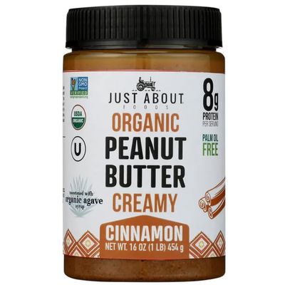 Organic Peanut Butter Creamy with Cinnamon, Palm Oil Free, Just About Foods