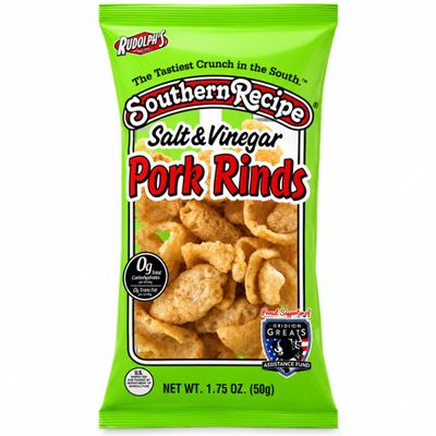 Southern Recipe Salt & Vinegar Pork Rinds, 1.75 oz (12-Pack, Salt & Vinegar)