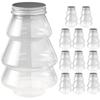 HOOTNEE 12pcs Christmas Treats Box Set with Decorative Plastic Candy Containers, Flat-bottomed and Christmas Tree Shaped, for Xmas Party Favors and Adding a Festive Atmosphere to Your Home view 1