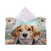 BAYUNOE Diamond Art Painting Tissue Box Cover PU Leather Hand Paper Towel DIY Craft Kit for Adults Beginners Tabletop Home Bathroom Car Office-Dog view 1