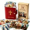 Prayer Card Holder, Holy Card Holder Book with 54 Prayer Cards, Faux Leather Pocket Holder with Snap Button Closure, Catholic Religious Keepsake for Prayer, Memorials and Spiritual Gifts (Red) view 1