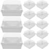 Happyyami 50pcs White Square Disposable Food Boxes for Sandwiches and Cookies Paper and Plastic Material Food Storage Containers for Presentation One Time Use Compact Packaging view 1