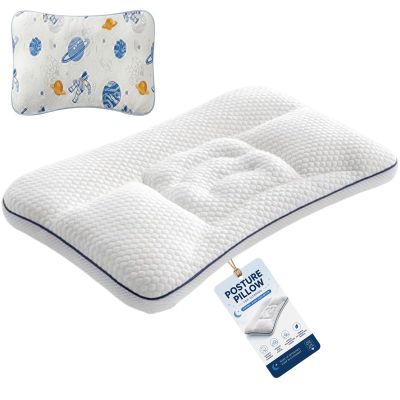 Posture Pillow for Sleeping, Ergonomic Neck Support Pillow for Side Back (with Pillowcase, H2(3-8))