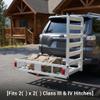 Trailer Hitch Mount Cargo Carrier with Ramp, Aluminum Wheelchair Scooter Mobility Basket, 50" x 29.5" x 9" Heavy Duty Luggage Rack, 500lbs Capacity Fits 2" Class III & IV Receivers view 2