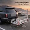 Trailer Hitch Mount Cargo Carrier with Ramp, Aluminum Wheelchair Scooter Mobility Basket, 50" x 29.5" x 9" Heavy Duty Luggage Rack, 500lbs Capacity Fits 2" Class III & IV Receivers view 3