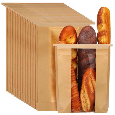 SOIMISS Bread Bags and Sealable Pcs Kraft Paper with Window Brown Paper Sandwich Bags Prevent Moisture for Homemade Bread for Home and Party Use