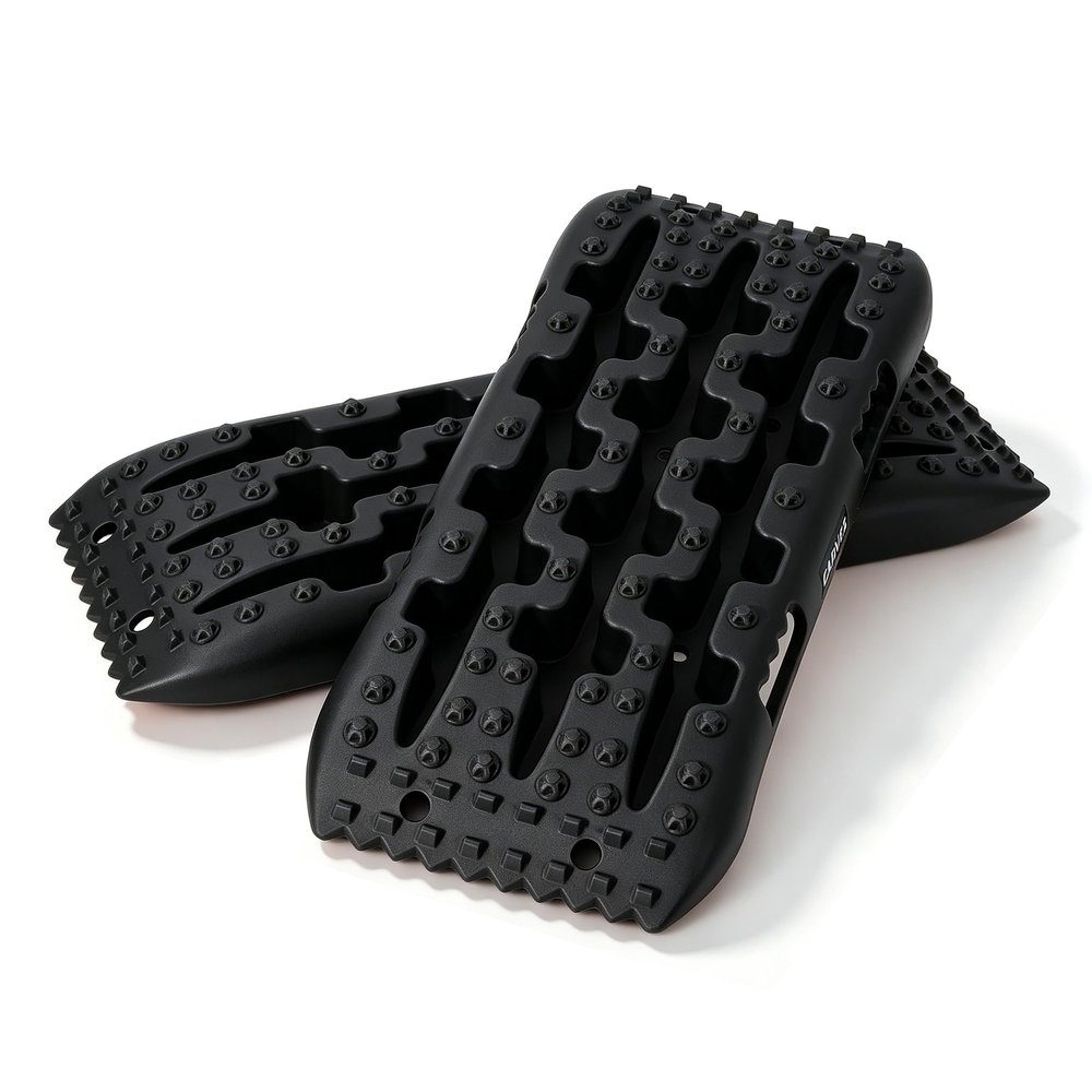 2 Pack Recovery Traction Boards, 10 Ton Capacity Offroad Traction Mats, PP Material with Shovel Function, Anti-Slip & UV Resistant for Sand Mud Snow Ice, 27 Inch Black
