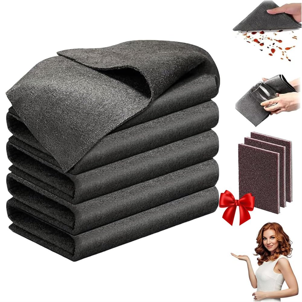 Cloth Magic Cloth 5 Pack Thickened Microfiber Cleaning Cloths, Reusable Lint Free Streak Free Towels for Glass Windows Kitchen Stainless Steel Car and Mirrors (5 PCS)