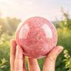 Moonstone Sphere Polished Rock Ball Healing Crystal Stone Sphere with Stand for Reiki Meditation Home Decor Chakra Balancing Witchcraft(Rhodonite,80-90MM) view 2