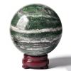 Moonstone Sphere Polished Rock Ball Healing Crystal Stone Sphere with Stand for Reiki Meditation Home Decor Chakra Balancing Witchcraft(African Jade,80-90MM) view 1