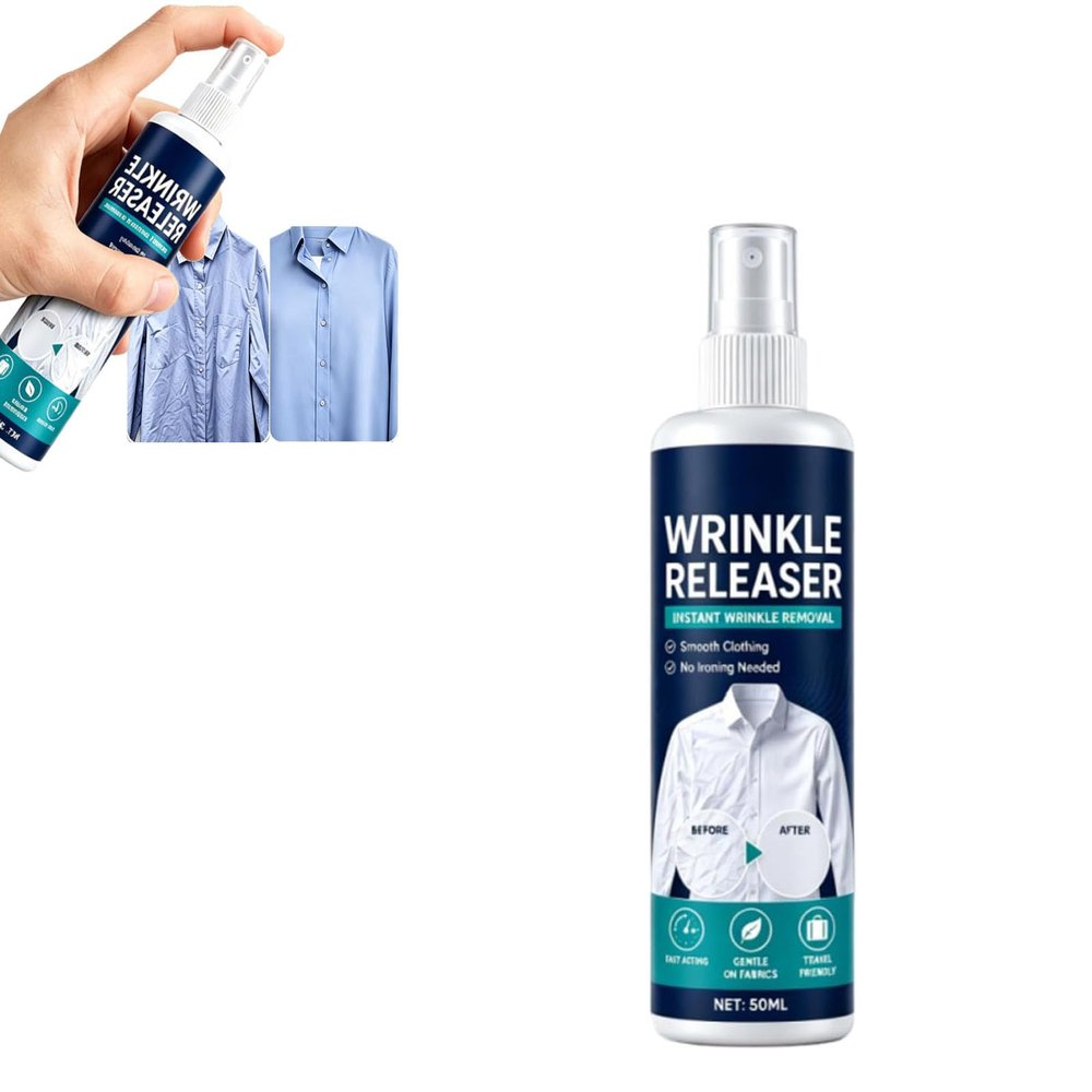 Instant Wrinkle Releaser Spray Smooths Creases In Seconds, No Iron, Travel-Ready, Static-Free & Fresh, Quick-Dry Fabric Wrinkle Remover & Static Eliminator For Clothes, Delicate Fabrics (1PC)