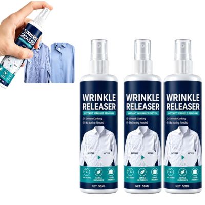 Instant Wrinkle Releaser Spray Smooths Creases In Seconds, No Iron, Travel-Ready, Static-Free & Fresh, Quick-Dry Fabric Wrinkle Remover & Static Eliminator For Clothes, Delicate Fabrics (3PC)