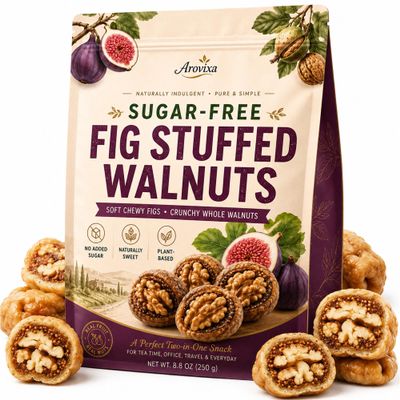 Sugar-Free Fig Stuffed Walnuts, Whole Fruit & Nut Snack, 8.8 oz (1)