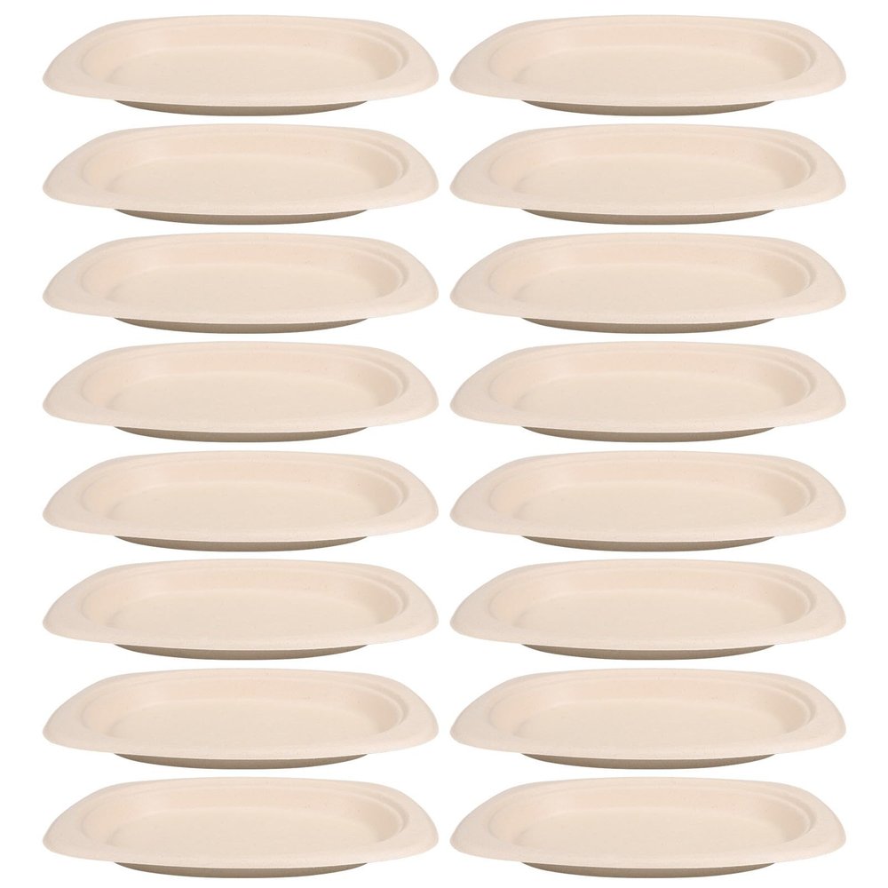 Abaodam Disposable Bulk Pack Oval Plates 50pcs Paper Made of Biodegradable Pulp, Multi-functional and Versatile Party Platter Plates Eco-friendly for Serving Fruits and Barbecue Dishes