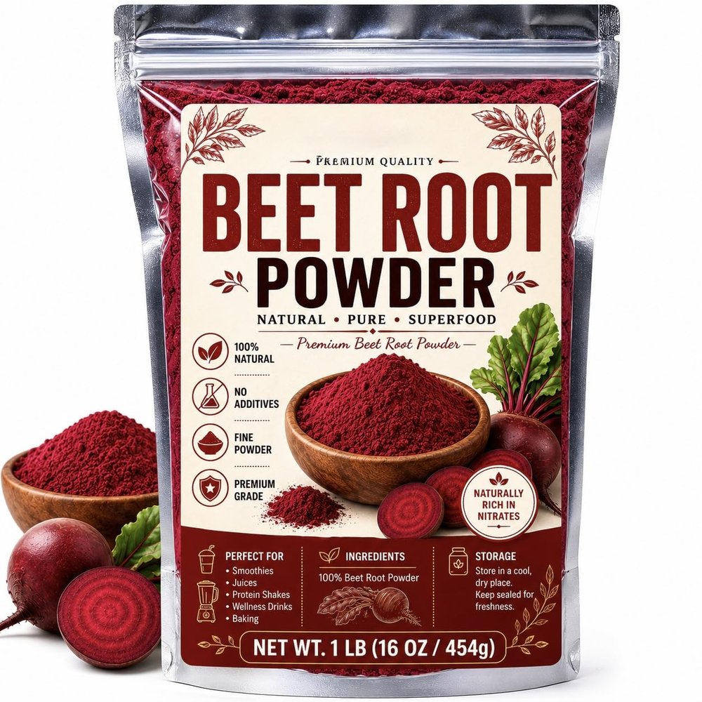 1LB Organic Beet Root Powder - Nutrient-Dense Beetroot Powder with Antioxidants, Nitric Oxide for Heart Health, Energy - Perfect for Smoothies, Beets Juice, & Recipes,