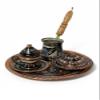 SODEF Personalized Copper Turkish Coffee Cup Set - Erzincan Enamel Art - Single Person Tray, Pot, Sweet Dish - 37cl - Multicolor view 2