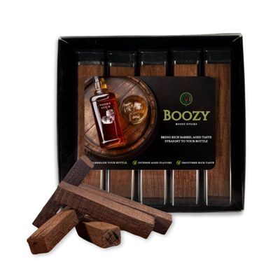Boozy Boost 3.5" Oak Infusion Sticks | Oak Sticks for Aging Whiskey, Scotch, Wine, Beer, & More (5 Sticks) | Add Flavor & Barrel Age Your Bottle at Home