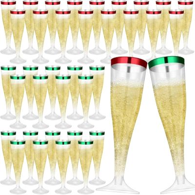 HongJP Disposable Champagne Flutes 36 Pcs 4.5oz Clear Disposable Plastic Champagne Flutes for Wedding Holiday Birthday Party