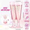 HongJP Disposable Champagne Flutes 40 Pcs 5oz Pink Disposable Plastic Champagne Flutes, Ideal for Wedding Birthday Bridal Shower Party view 3