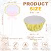 METALLIXITY Foil Cupcake Liners 200Pcs with 10Pcs Cake Toppers, Metallic Cupcake Wrappers, Disposable Baking Cups for Standard Size Cake Paper Cases - for Birthday Wedding Party, Silver/Gold view 2