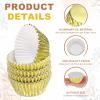 METALLIXITY Foil Cupcake Liners 200Pcs with 10Pcs Cake Toppers, Metallic Cupcake Wrappers, Disposable Baking Cups for Standard Size Cake Paper Cases - for Birthday Wedding Party, Silver/Gold view 3