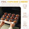 METALLIXITY Foil Cupcake Liners 200Pcs with 10Pcs Cake Toppers, Metallic Cupcake Wrappers, Disposable Baking Cups for Standard Size Cake Paper Cases - for Birthday Wedding Party, Silver/Gold view 4