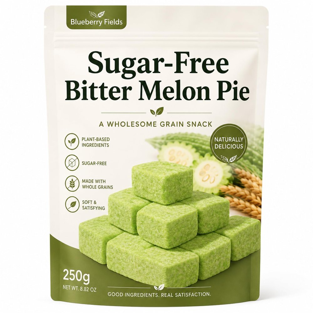 Sugar-Free Bitter Melon Pie, Whole Grain Snack Cubes, Soft Plant-Based Grain Snack, Ready-to-Eat Vegetable & Grain Pastry, Naturally Delicious, 250g Resealable Bag (250g, Bitter Melon)