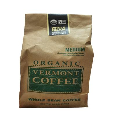 Vermont Organic Whole Arabica Coffee Beans, 32 oz, Made in USA (Dark Roast)