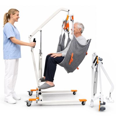 Carearise Foldable Manual Hydraulic Patient Lift, Wide Floor-to-Bed Lifting Height Range, 400 LBS Weight Capacity Sit to Stand Transfer Aid with Sling for Seniors & Disabled Home Care
