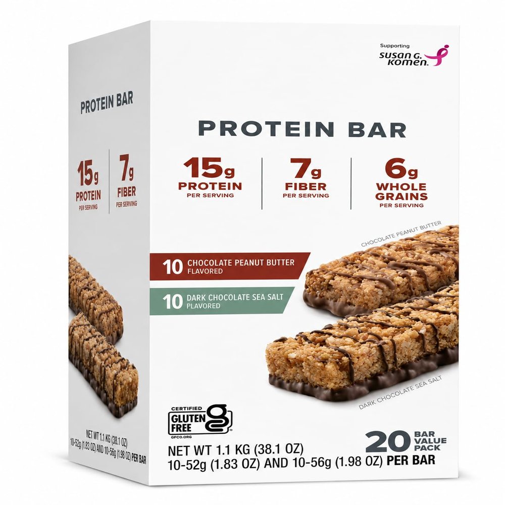 Ready Protein Bar Variety Pack, 20 Count Assorted Flavors, Individually Wrapped High Protein Snack Bars for Gym, Office, Travel & Lunch Boxes
