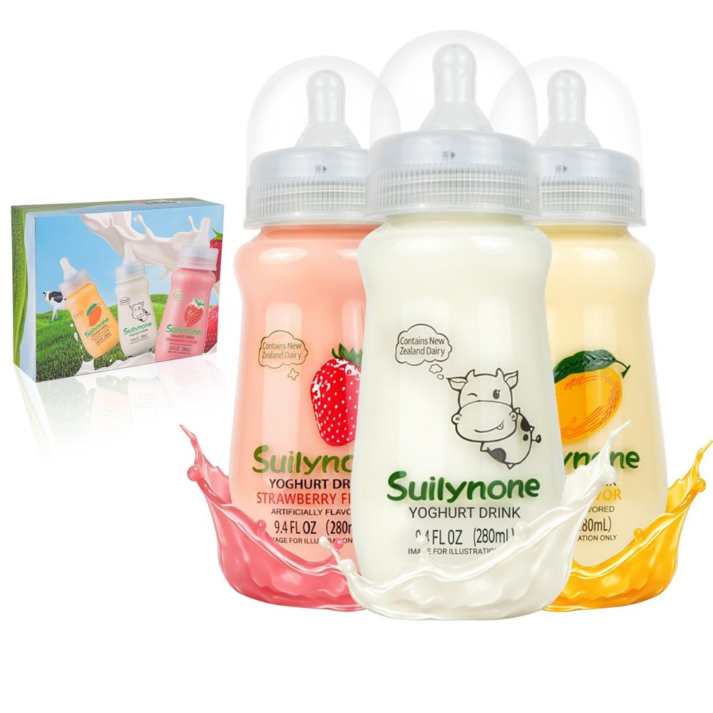 SUILYNONE Yogurt Drink, 3-Pack 280ml (9.4 fl oz) Each, Mixed Flavors