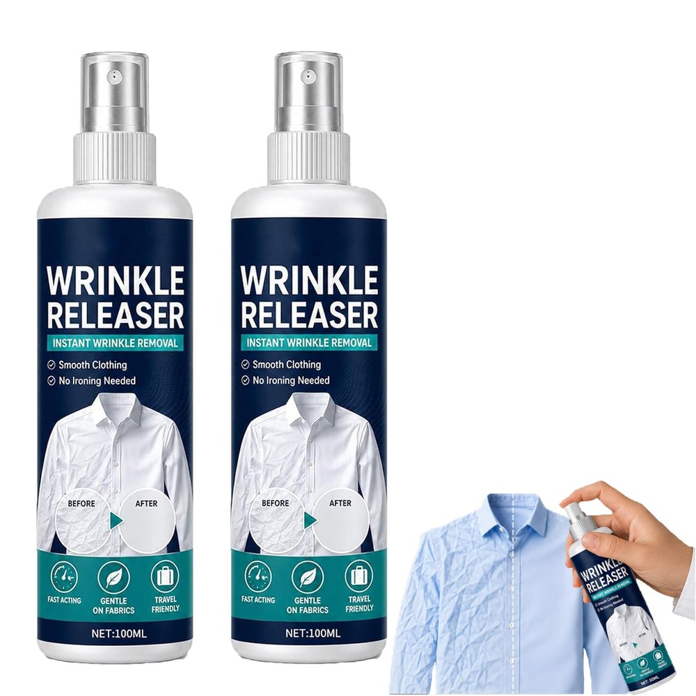 Instant Wrinkle Releaser Spray Smooths Creases in Seconds, Wrinkle Release Spray Travel Size, Travel Wrinkle Release Spray, No Iron, Travel-Ready, Static-Free & Fresh (2 pcs, Medium)