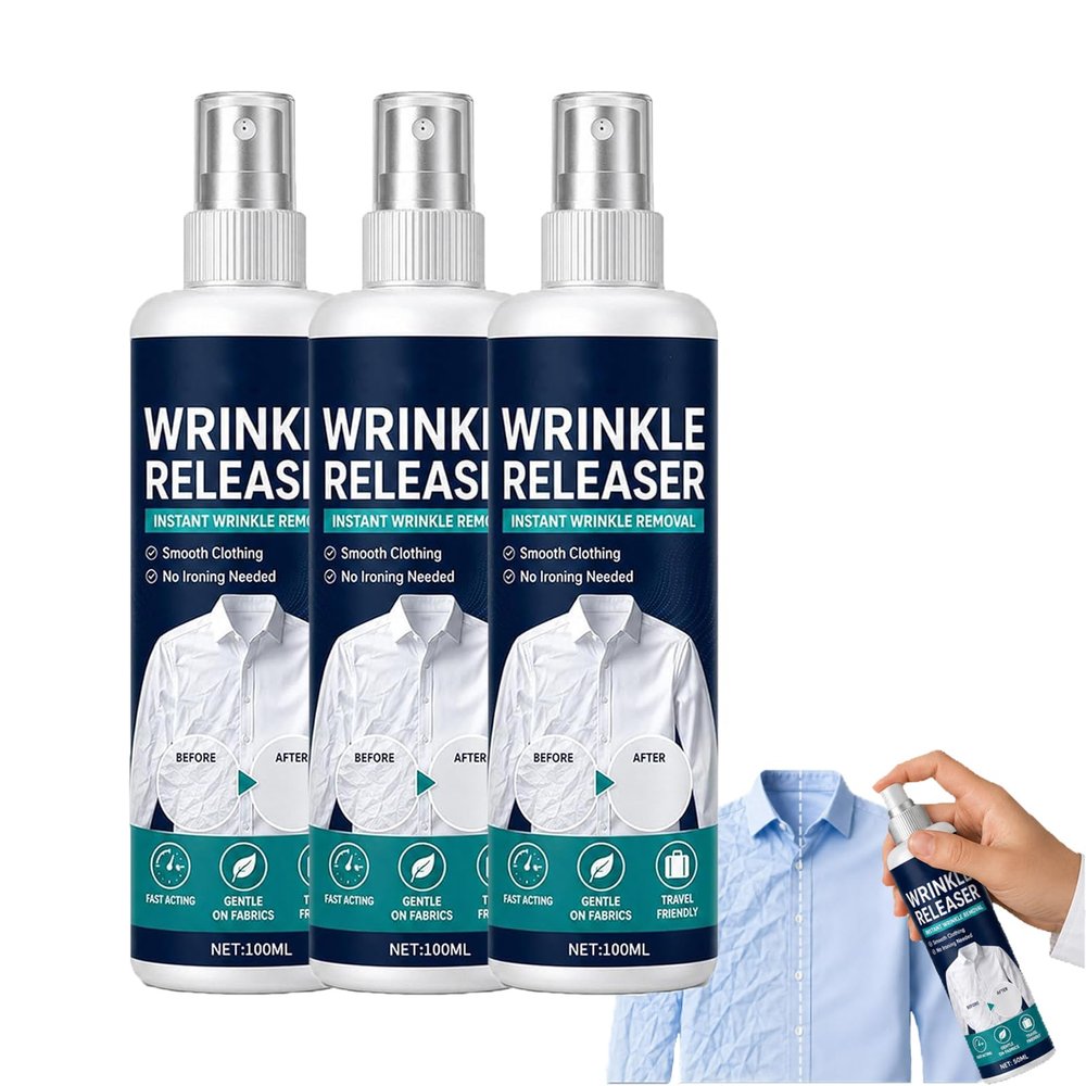 Instant Wrinkle Releaser Spray Smooths Creases in Seconds, Wrinkle Release Spray Travel Size, Travel Wrinkle Release Spray, No Iron, Travel-Ready, Static-Free & Fresh (3 pcs, Medium)