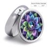 Tai Chi Lotus Mandala Travel Pill Organizer with Mirror Design 3-Compartment Round Pill Box for Purse, Pocket Metal Medicine Case for Vitamins, Supplements, Portable Small Pillcase view 2
