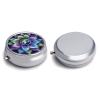 Tai Chi Lotus Mandala Travel Pill Organizer with Mirror Design 3-Compartment Round Pill Box for Purse, Pocket Metal Medicine Case for Vitamins, Supplements, Portable Small Pillcase view 3