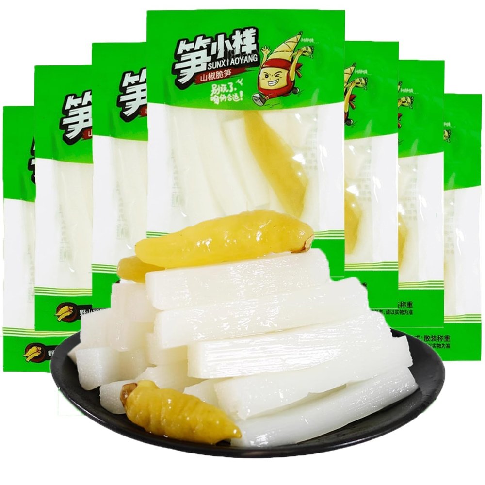 15 Pack Fresh Pickled Bamboo Shoots,Mountain Pepper Crispy Tender Shredded Bamboo Shoots, Fresh Tender Bamboo Shoots1, Instant Snack Leisure Food, Chinese Pickled Vegetables (1.5oz*15 Bags) (style-1)