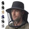 Spwejsr Mosquito Hats with Netting, Bug Proof Sun Hat with Hidden Net for Men Women, Wide Brim Bucket Hat for Fishing Hiking Camping Gardening (Black) view 1
