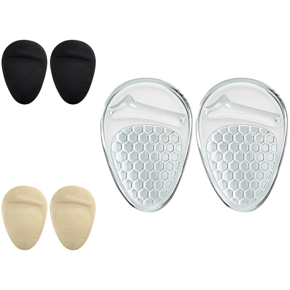 3 Pairs Gel Honeycomb Forefoot Cushions, 0.31 in Thick Metatarsal Pads for High Heels, Self-Adhesive Foot Comfort Support Pads, Non-Slip, Shock Absorbing Shoe Inserts for Women, 3.9 x 2.8 in