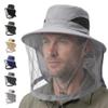 Spwejsr Mosquito Hats with Netting, Bug Proof Sun Hat with Hidden Net for Men Women, Wide Brim Bucket Hat for Fishing Hiking Camping Gardening (Light Gray) view 1