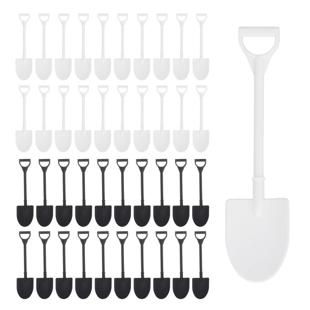 METALLIXITY Mini Ice Cream Dessert Shovel Spoons 200Pcs, White/Black