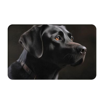 FodPand Black Labrador Bath Mats Flannel Door Mat 31.5 x 20 Inch