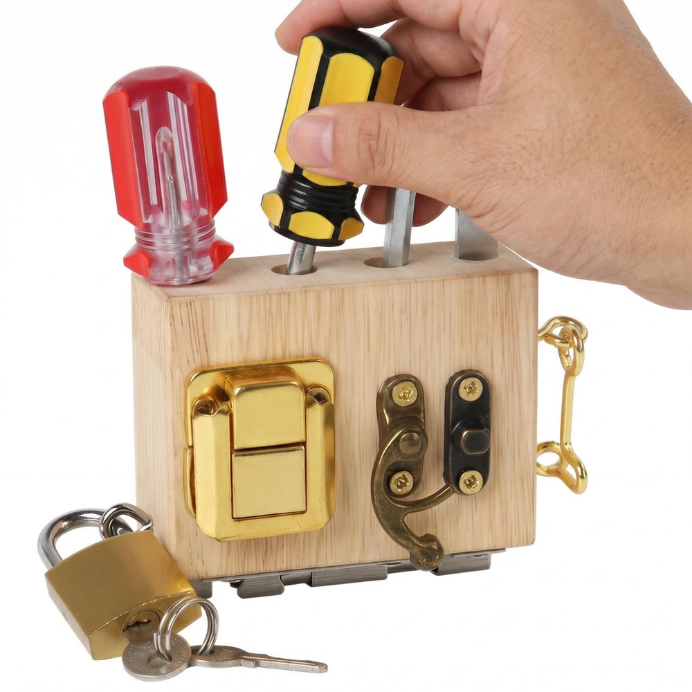 Multifunctional Wooden Panel with Metal Screws & Fasteners for Seniors and Adults
