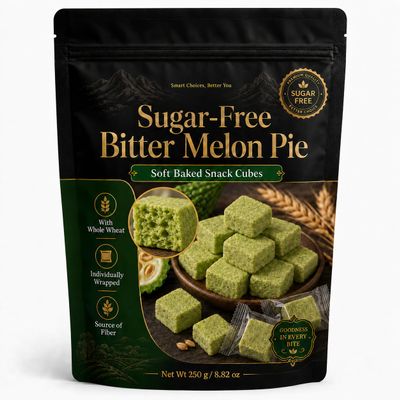 Sugar-Free Bitter Melon Pie, Traditional Handmade Zero Sugar Bitter Melon Pie, Individually Wrapped Vacuum-Sealed Snack, No Added Sugar Dessert Alternative, for Tea & Out Time, 250g / 8.82 oz (1 Bags)