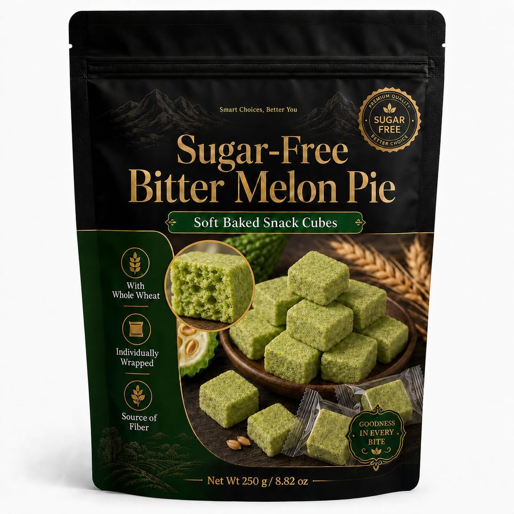 Sugar-Free Bitter Melon Pie, Traditional Handmade Zero Sugar Bitter Melon Pie, Individually Wrapped Vacuum-Sealed Snack, No Added Sugar Dessert Alternative, for Tea & Out Time, 250g / 8.82 oz (1 Bags)