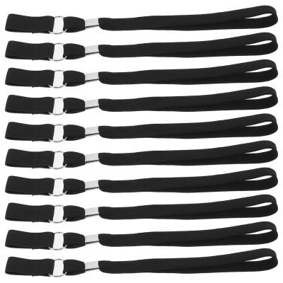 Obuyke 10pcs Black Nylon Cane Wrist Bands with Stainless Iron Clip Holder, Anti Lost Walking Stick Lanyard for Canes and Walking Sticks, Secure Attachment Wrist Strap Design for Hiking