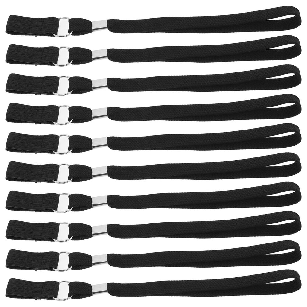 Obuyke 10pcs Black Nylon Cane Wrist Bands with Stainless Iron Clip Holder, Anti Lost Walking Stick Lanyard for Canes and Walking Sticks, Secure Attachment Wrist Strap Design for Hiking