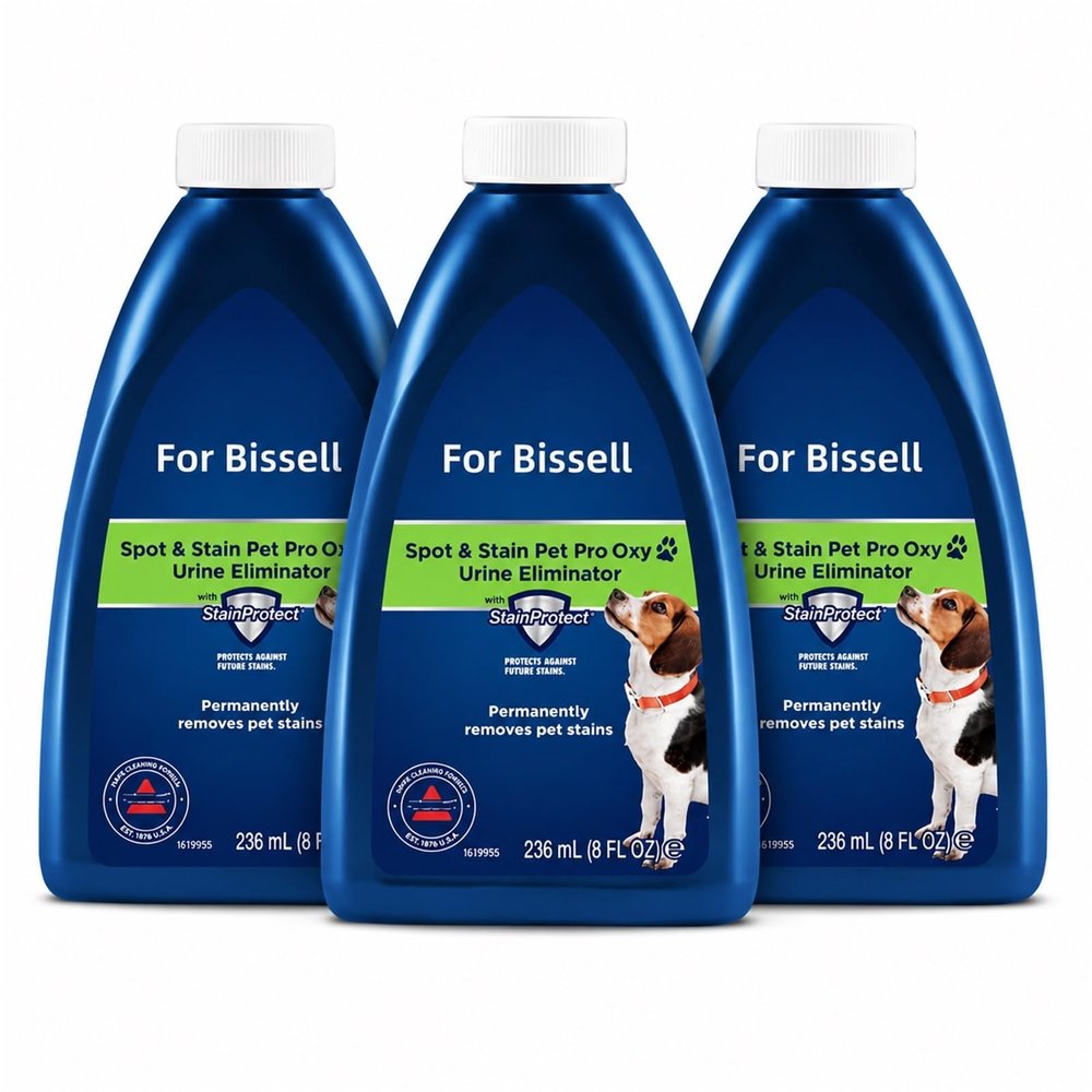Compatible with Bissell Carpet Cleaner Solution, Deep Cleaning, Effective Pet Odor Remover, 3 Bottle, 236ml