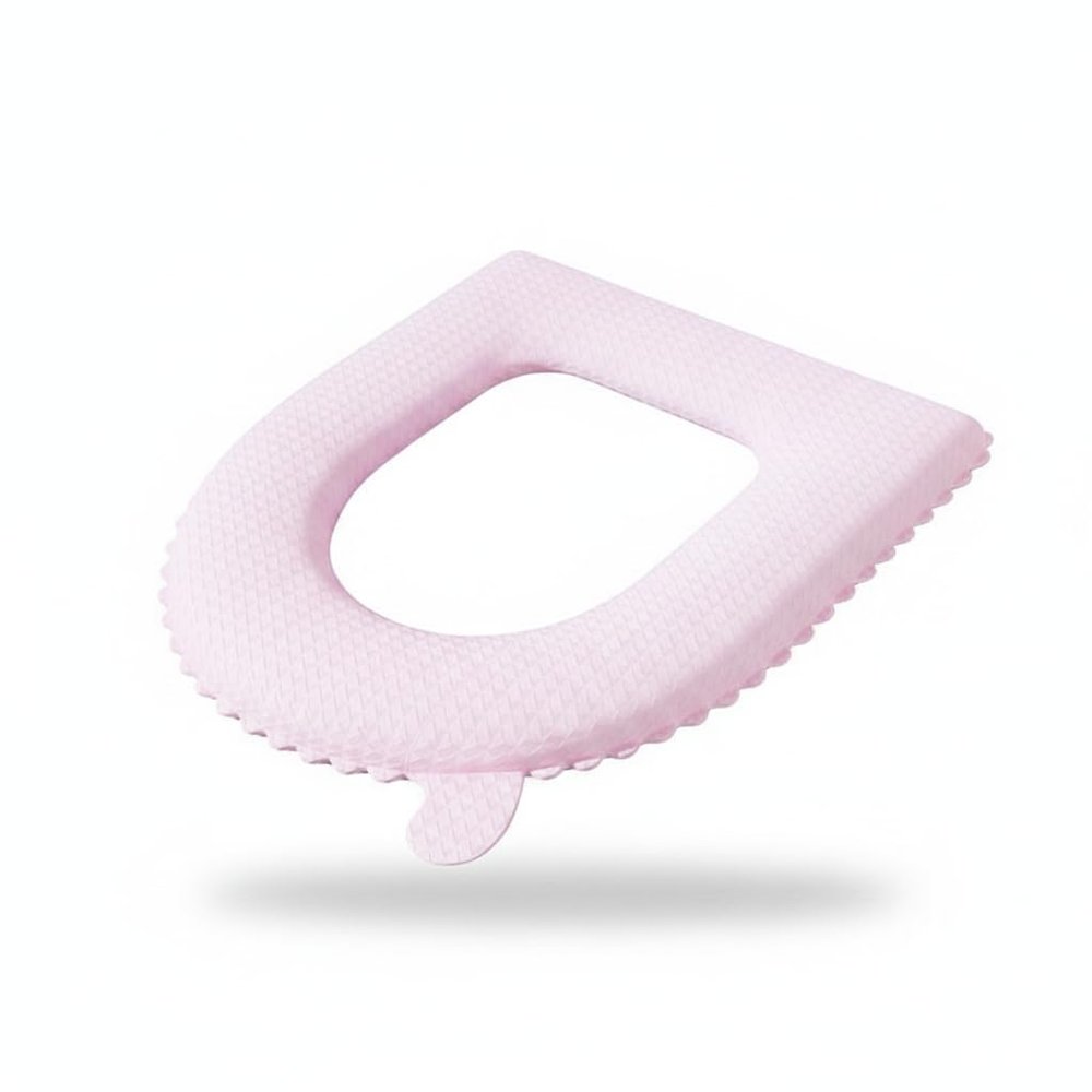SiaBiced Waterproof Foam Toilet Seat Cover Cushion with Handle, Universal Toilet Seat Pad/V/ & s, Adhesive type - Plain pink