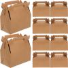 FOYTOKI Candy Treat Boxes Small Reusable 24pcs with Handle Brown Kraft Paper Party Favor Boxes Easy Carrying Festive Gift Packaging for Birthday and Parties view 1